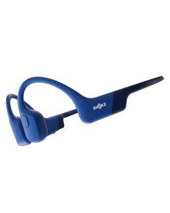 SHOKZ OpenRun Casque à Conduction osseuse, écouteurs Bluetooth Oreilles Libres pour Le Sport avec Micro, Casque sans Fil étanche IP67 8 Heures d'autonomie, USB-C, Bandeau de Sport, Bleu